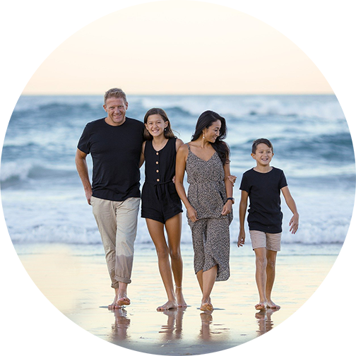 Our Message Family on beach